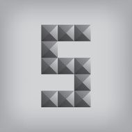 number five alphabet geometric icon and sign triangle modern