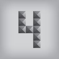 number 4 four alphabet geometric icon and sign triangle modern