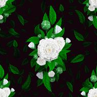 Seamless texture of flowers on a black background