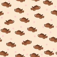 Seamless background with cartoon teapots