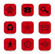 Red button icons isolated