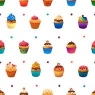 Super cupcake seamless pattern Chocolate and vanilla desserts