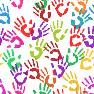 Seamless texture handprints Vector