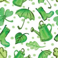 Watercolor Spring elements seamless pattern Green spot