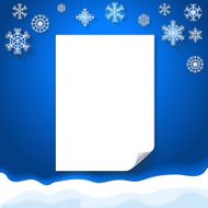 Wiinter background witn blank paper Christmas snowflakes