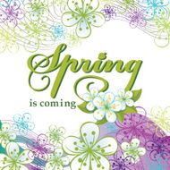 Spring is comming Word flowers wavy lines Background N2