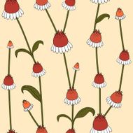 Seamless pattern with growing flowers