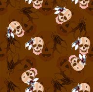 Seamless pattern with skull of an Indian tribe Lakhota N2