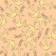 Sketch anchor with rope in vintage style