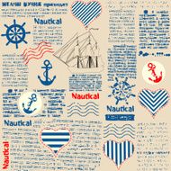 Imitation of newspaper in nautical style with grunge elements