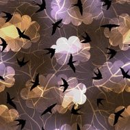 Swallows on night sky background