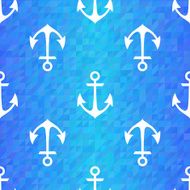 Seamless blue triangle pattern with white anchors