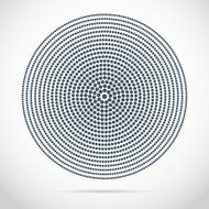 Circular halftone of dots on a gray background