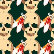Seamless pattern with skull of an Indian tribe Lakhota N3