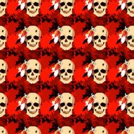 Seamless pattern with skull of an Indian tribe Lakhota N4