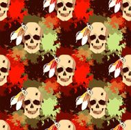 Seamless pattern with skull of an Indian tribe Lakhota N5
