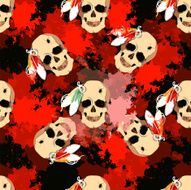 Seamless pattern with skull of an Indian tribe Lakhota N6