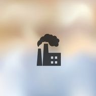 factory pipes icon on blurred background
