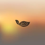eco sign leaf icon on blurred background