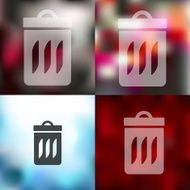 trash can icon on blurred background
