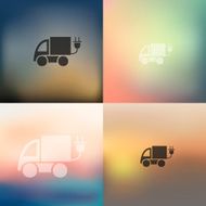 eco car icon on blurred background