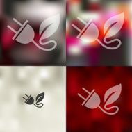 eco plug leaf icon on blurred background