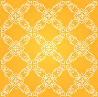Seamless abstract orange pattern with white fancy ornament N2