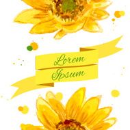 The composition of yellow sunflower painted in watercolor N5