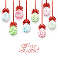 Set of Easter eggs with bow