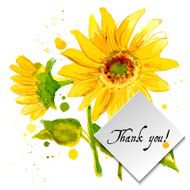 The composition of yellow sunflower painted in watercolor&Acirc;Â