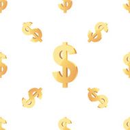 Universal vector seamless patterns tiling Finance theme with gold dollar N15