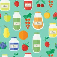 Seamless pattern with jars of juice