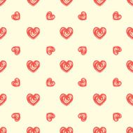 Seamless pattern from hearts Grunge hand drawn style