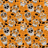 Day of the Dead Sugar Skull Seamless Vector Background