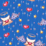 Vector seamless pattern with love letters and stars