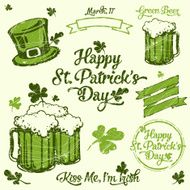 Saint Patrick lettering and illustration set N2