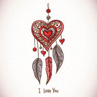 Doodle Greeting Card with Dream catcher and heart