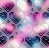 Hearts pattern on pink blur background