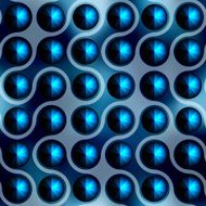 Pattern of blue connected balls on blurred background