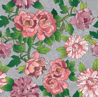 Peony floral repeat pattern N2