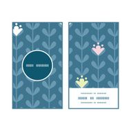 Vector blloming vines stripes vertical round frame pattern business cards