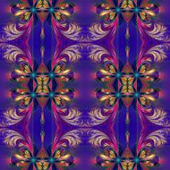 Beautiful symmetrical background from fractal tracery On dark-blue