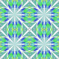 Symmetrical pattern in stained-glass window style Blue and green