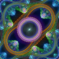 Multicolored symmetrical grid fractal pattern N3