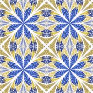 Symmetrical pattern in stained-glass window style Blue and beige palette N3