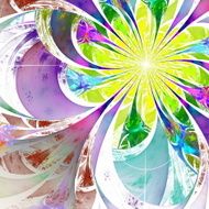 Flower background Blue purple and yellow palette Fractal design