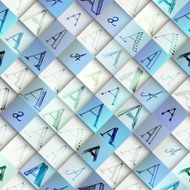 Letters A in different styles on geometric background N2