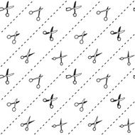 Scissors vintage style vector seamless pattern black and white