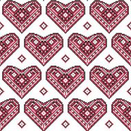 Hearts in Ukrainian ethnic embroidery style on white background