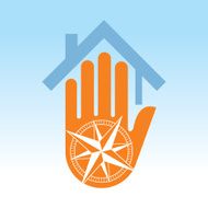 House icon with a hand - Illustration
